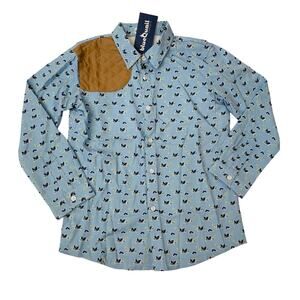 NWT Blue Quail Size 10 Quail Woodblock Long Sleeve Shirt